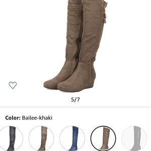 Over the knee faux suede wedge boots